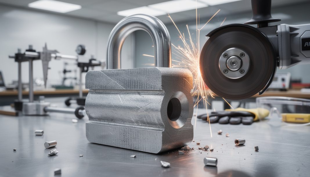 découvrez notre analyse approfondie des alliages de tungstène utilisés dans les antivols haute sécurité et leur résistance face aux attaques avec meuleuses portatives.