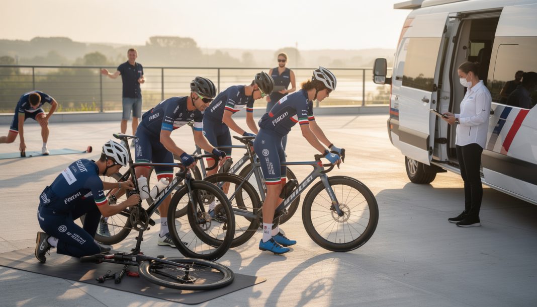 découvrez une journée captivante au sein d'une équipe continentale française, entre coulisses, entraînements et défis sportifs.
