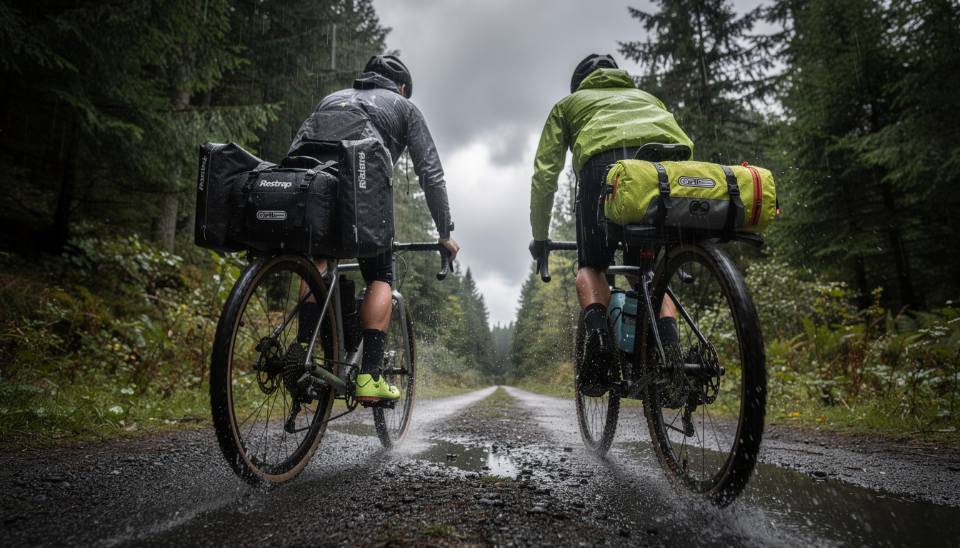 découvrez notre comparaison détaillée des sacoches de bikepacking restrap et ortlieb, et retrouvez le match ultime de l'étanchéité pour choisir l'équipement parfait pour vos aventures à vélo.