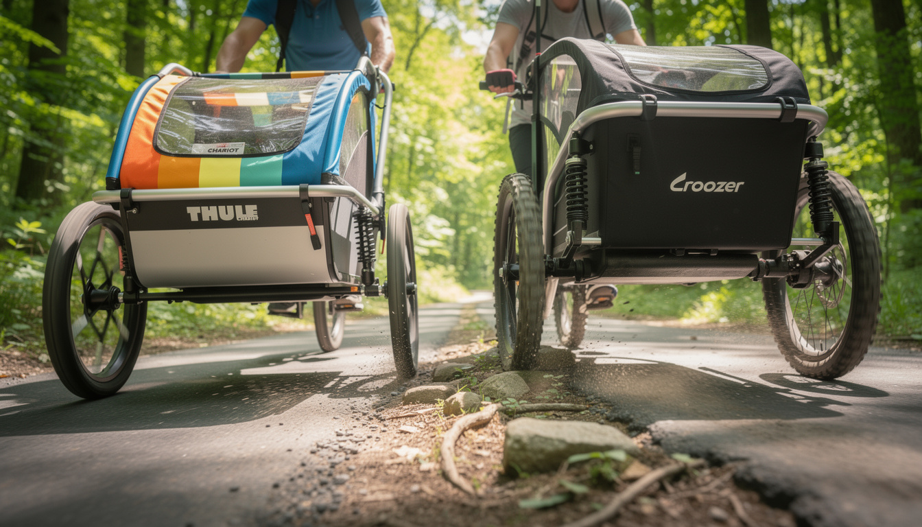 découvrez notre test comparatif des remorques pour enfants thule chariot et croozer, avec un focus sur le confort offert par leurs systèmes de suspension pour des balades en toute sérénité.