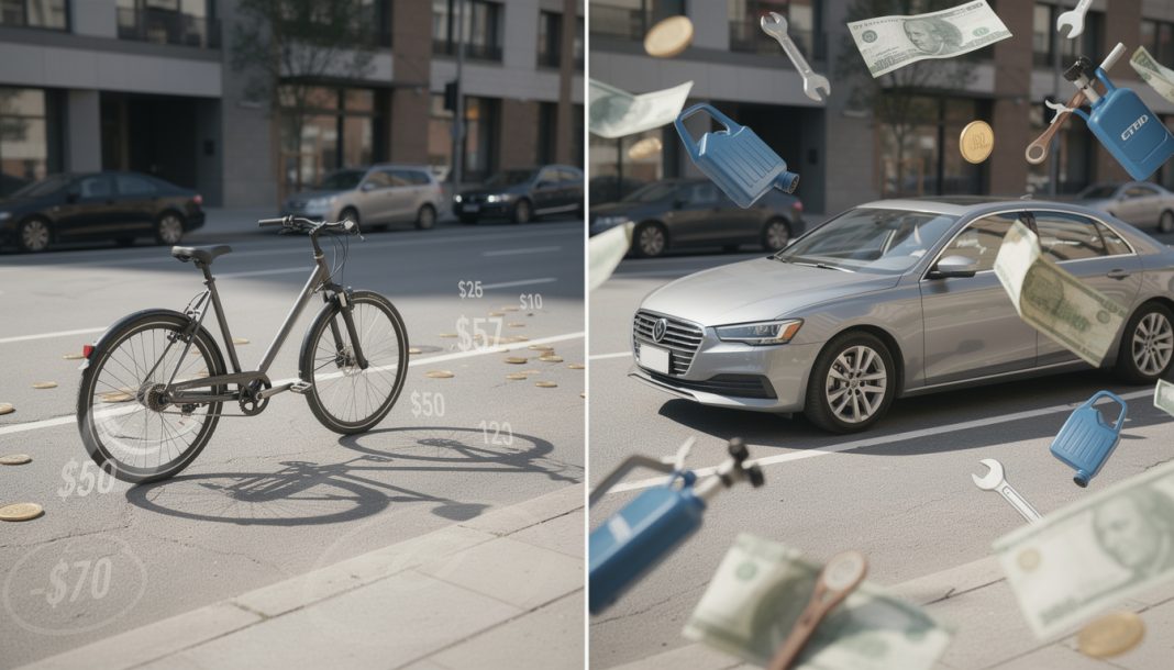 découvrez le coût réel d'un kilomètre parcouru à vélo comparé à la voiture, incluant l'amortissement, pour mieux comprendre les économies réalisées en choisissant le vélo comme mode de transport.