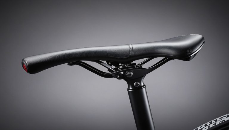 Selle de vélo de route montée sur une tige de selle carbone, photo produit