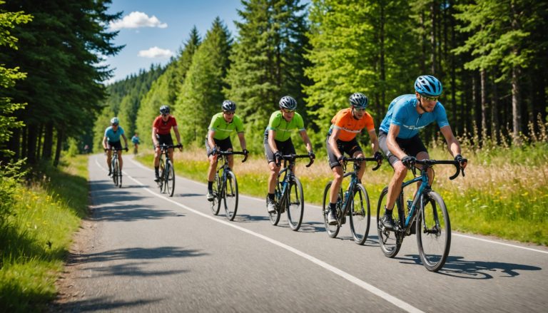 Cyclistes pratiquant route, gravel et VTT sur des terrains variés